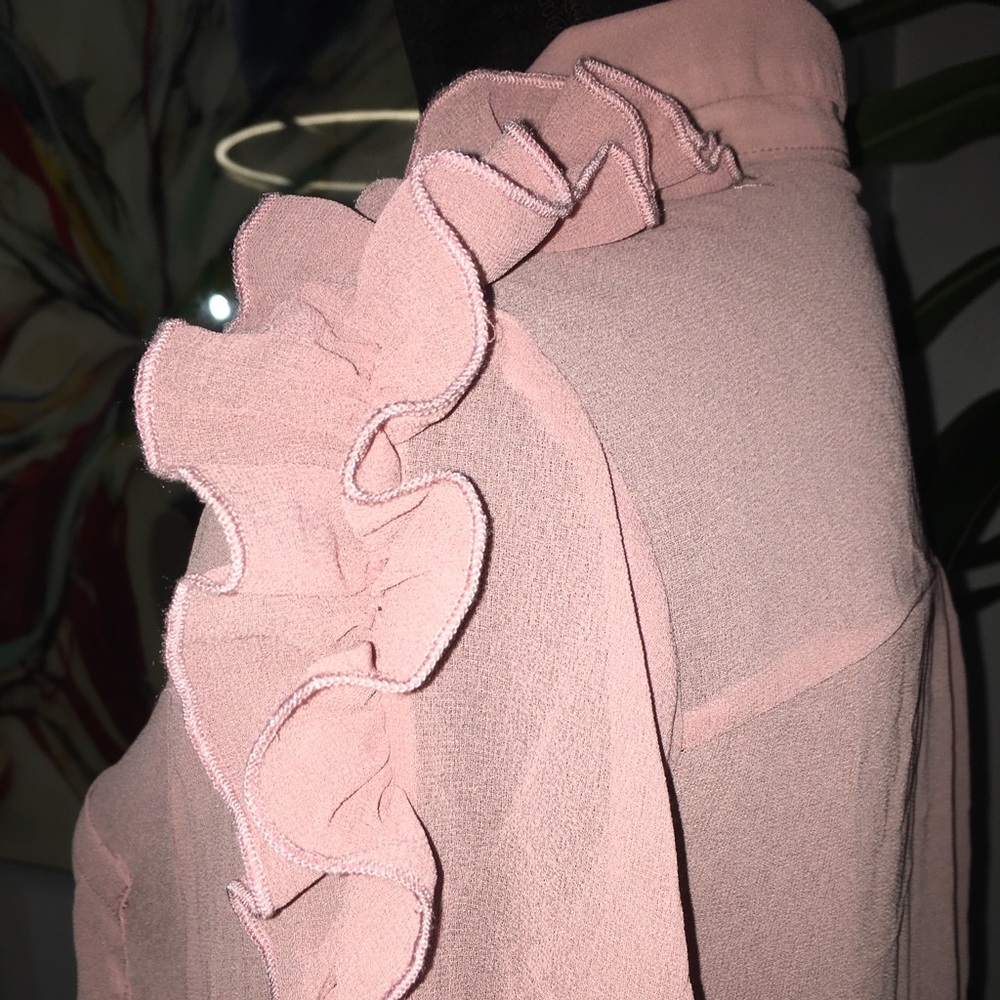 Pink Chiffon Ruffle Sleeve Blouse - Picture 2 of 5